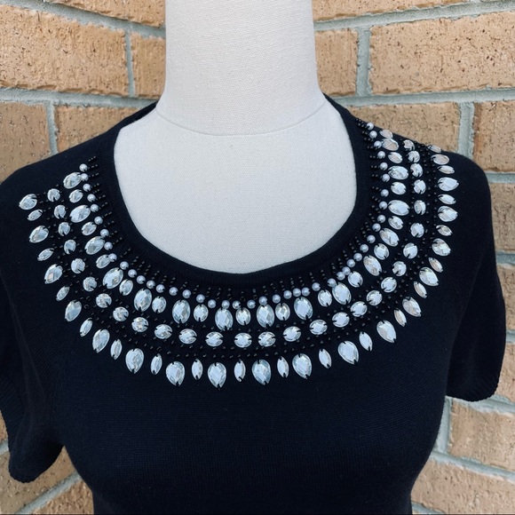 TARGET Black Diamante Knit Top Size Small Casual Office Work Event - Picture 2 of 7